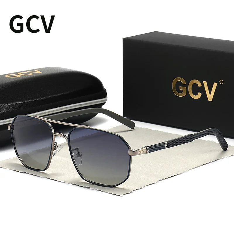 Classic Pilot Square Polarized Sunglasses for Men Metal Frame UV Blocking Luxury Male Sun Glasses Eyewear with Anti-Reflective Lenses