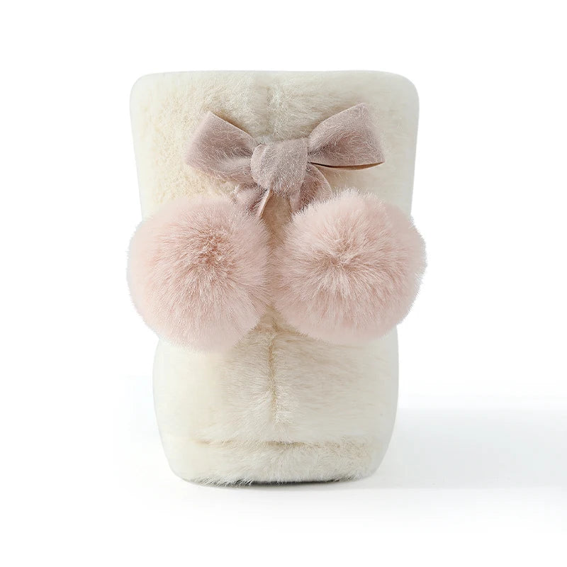 Women's Winter Warm Plush Cotton Boots Casual Fur Fluffy Snow Boots With Soft Comfort Non-Slip Sole Suitable As Snow Boots Cute Cotton Shoes