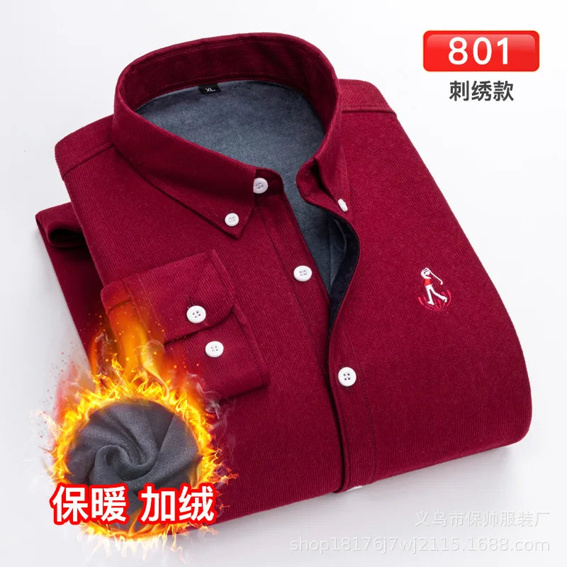 Reversknopf Allgleiches Stickerei Warme Hemden Herrenbekleidung Herbst Neue Übergroße Casual Tops Lose Koreanische Hemd