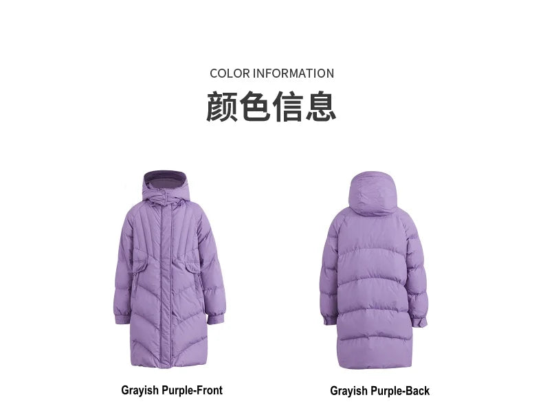 Women's Winter Down Jacket Duck Down Detachable Hood Puffer Coats, Simple Korean Style Mid-Length Jacket for Ladies