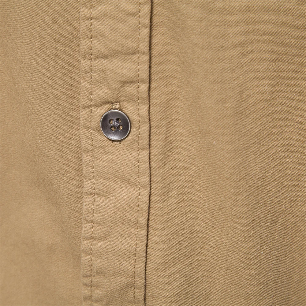 Men's Autumn Military Style 100% Cotton Pocket Shirt Solid Colour Slim Casual Long Sleeve Male Shirt For Men