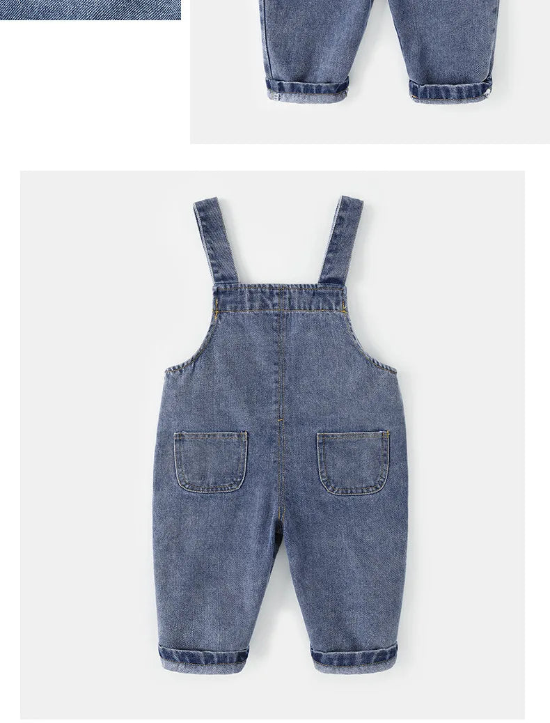 Kids Trousers Solid Brief Girls Denim Overall Boys Jumpsuits 1-6Y Unisex