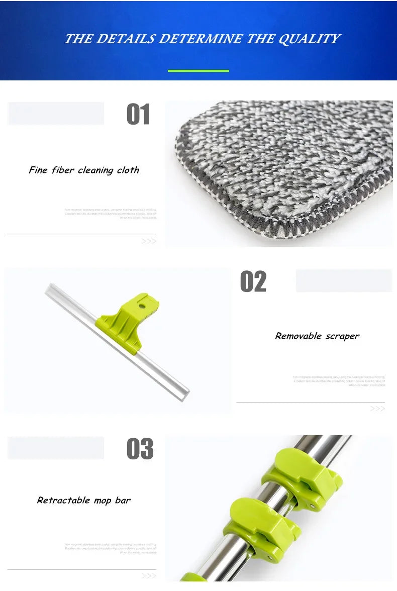 Telescopic Window Glass Cleaner Or 2 Rag Microfiber Head High-rise Building Wipers Dust Mud Cleaning Glass Scraper Spin Scrubber