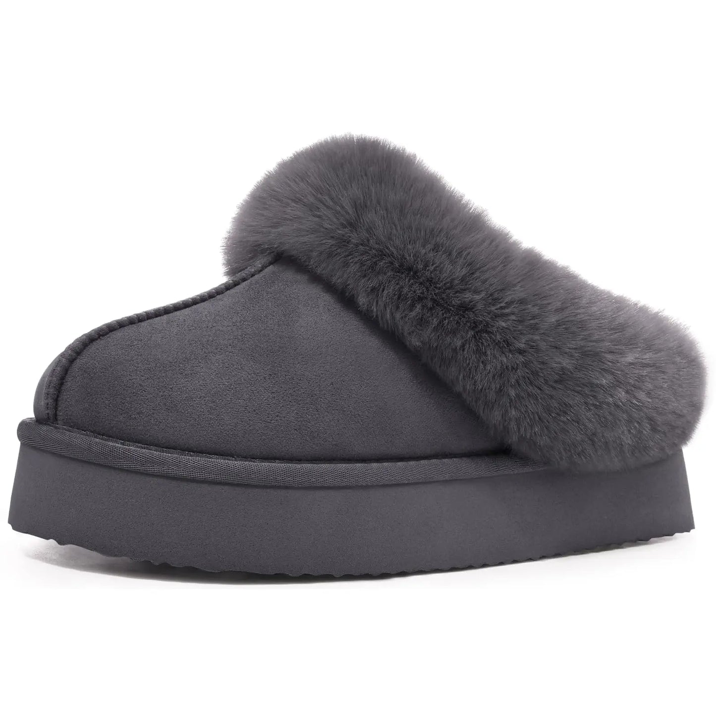 Women's Winter Warm Fuzzy Platform Shoes With Fluffy Memory Foam Suitable For Indoor Use Cosy Ladies' Fur Slides Plush Cotton Slippers
