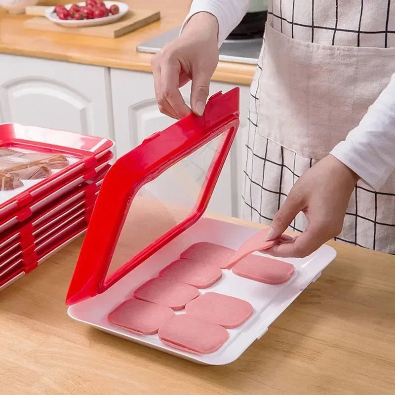 Food Preservation Tray Seafood Beef Ham Fresh Keeping Fresh Spacer Reusable Container Refrigerator Organizer Kitchen Tool