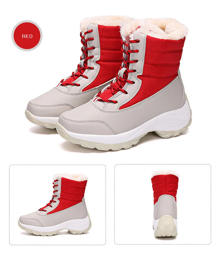 Women's Boots Snow Solid Shoes Woman Platform Women Shoes 2025 Trend Mid Women's High Boots Plush Women Boots Botas Mujer