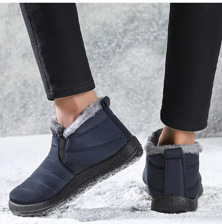 Women's Winter Waterproof Warm Fur Walking Shoes Moccasin Ladies Casual Footwear For Women