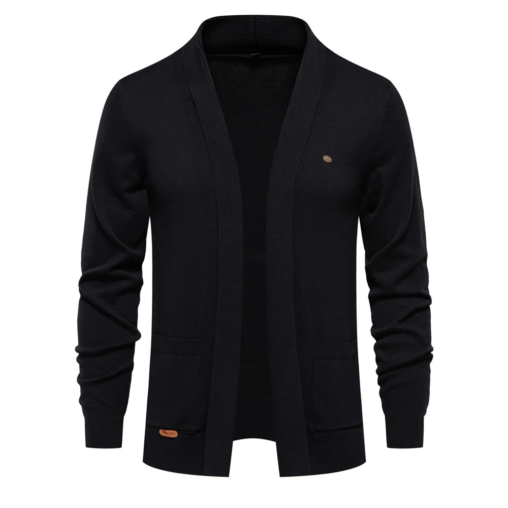 Men's Winter Cotton Cardigan Quality Sweater Fashion Turn Down Collar Knitted Sweaters for Men