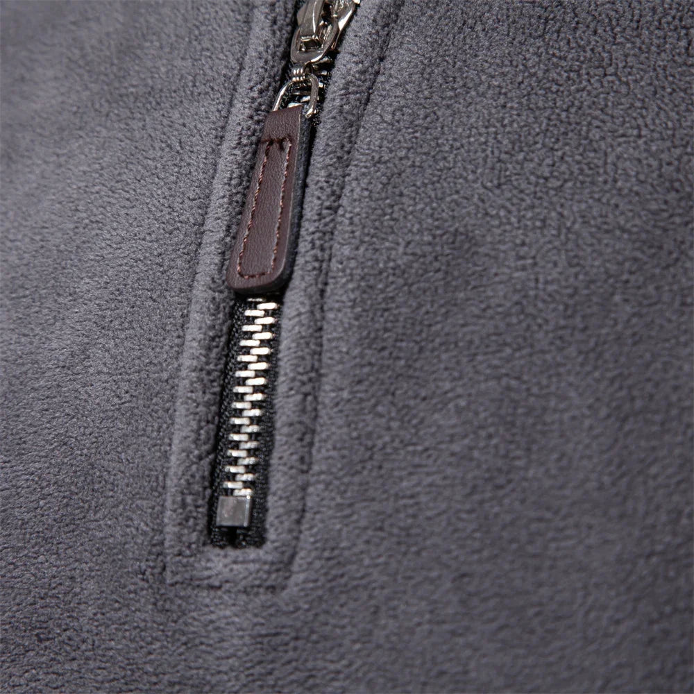 Men's Thickened Warm Fleece Sweatshirt Jacket Quarter Zipper Mock Neck Pullover Men's Sweatshirt Soft Shell Jacket