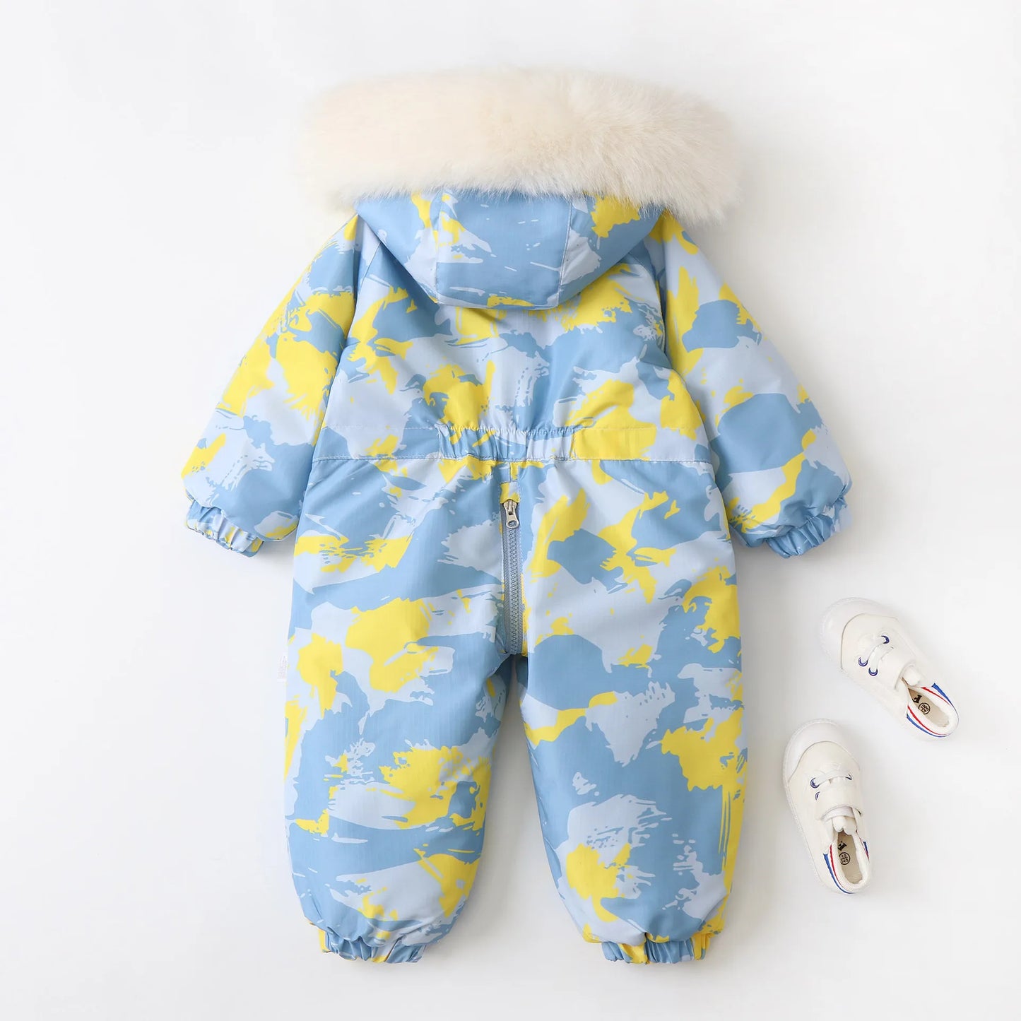 Unisex Children's Snowboard Winter Warm Clothing Snow Suit Floral Printed Fur Lining Hooded Snowboard Coats For Kids