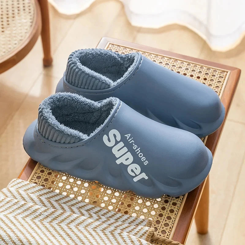 Unisex Winter Plush Sport Slippers Outdoor Waterproof Home Warm Fuzzy Slippers Suitable As Garden Shoes For Men & Women