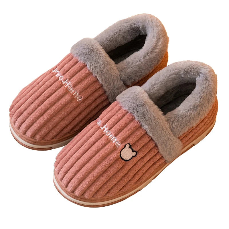 Unisex Warm Plush Winter Slippers Indoor Furry Fluffy Cotton Slides Suitable As Comfortable Home Bedroom Shoe For Men & Women