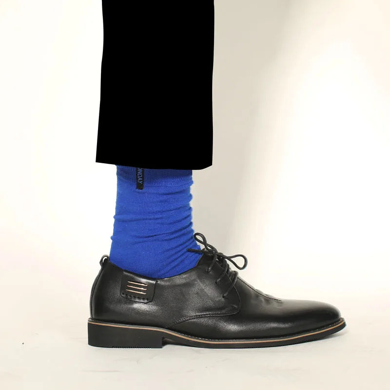 7 paar nieuwe gekleurde katoenen sokken van hoge kwaliteit, effen, voor heren, casual, weeklange sokken