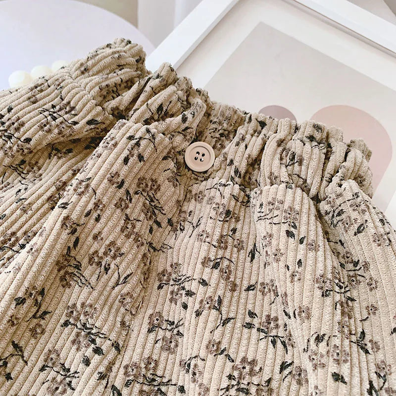 New Autumn Girls Boys Casual Pants Leopard Print Kids Corduroy Pants Loose Korean Version Fashion Children Trousers 1-8T Unisex