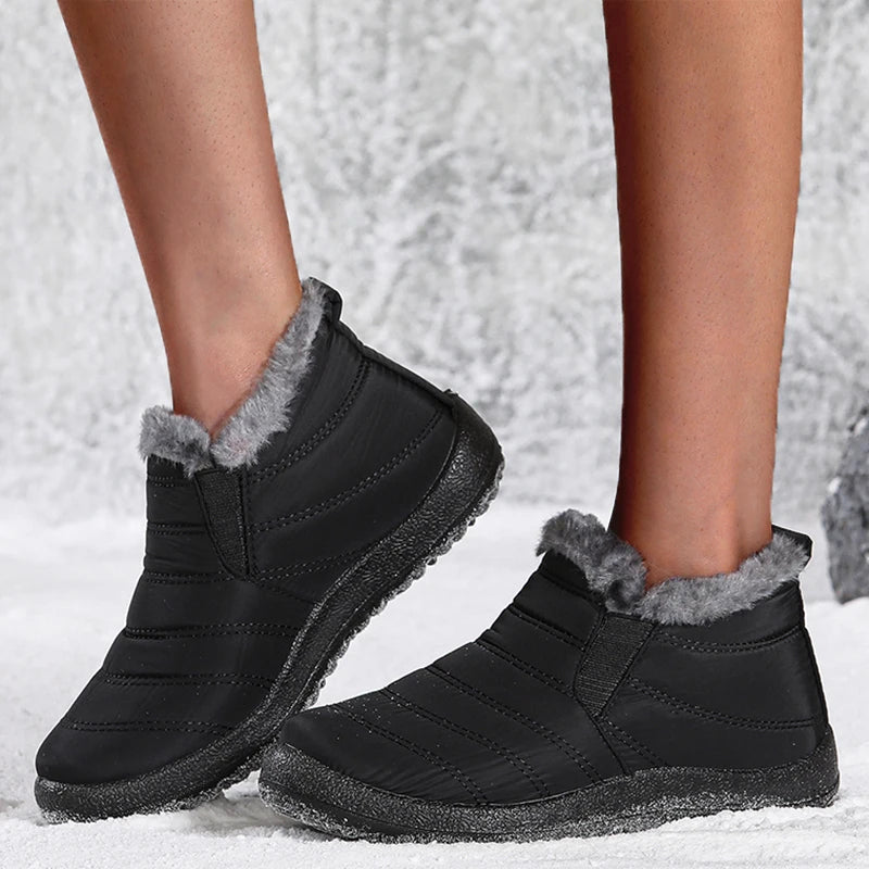 Women's Winter Waterproof Warm Fur Walking Shoes Moccasin Ladies Casual Footwear For Women