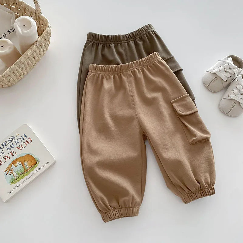 Nieuwe herfst kinderbroeken jongens meisjes effen kleur casual harembroek kinderen baby simplicity cargo broek 0-5T unisex