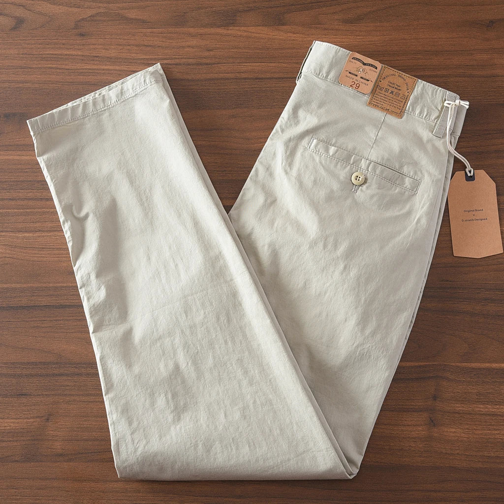 2025 Summer New American Retro Thin Micro Elasticity Casual Pants Men's Simple 97% Cotton Slim CHINO Business Straight Trousers