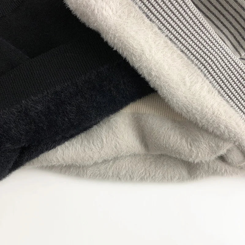 Kids Sweaters Fur Lining Boys Sweaters Half Turtleneck Girls Knit Pullover For Children 0-6Y Unisex
