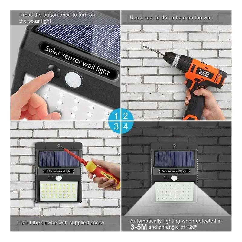 LED Solar Light 25/30 LEDs Wireless Motion Sensor Light Waterproof Solar Outdoor Lights Garden Decoration Spotlights Wall Lamp