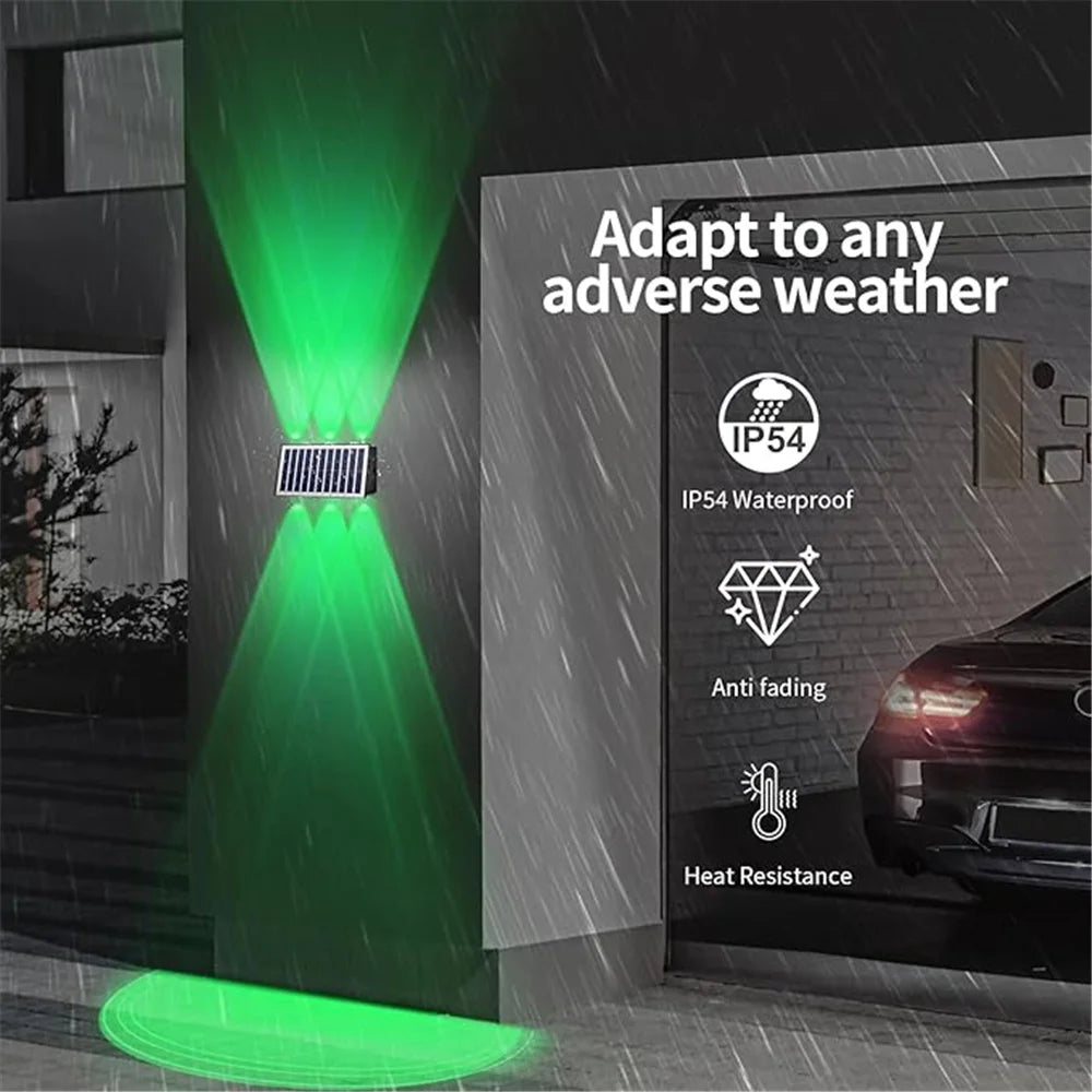 4/6/8 LED Solar Hekverlichting RGB Wandlamp Buiten Moderne Op en Neer Verlichting Waterdichte Tuin Garage Veranda 2 Modus Tuinverlichting