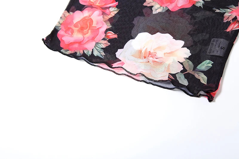 Women's Floral Print 2 Piece Set Slits Slim Long Skirt + Low-Neck Camisole 2025 Vacation Matching Fashion Elegant Hipster Suits