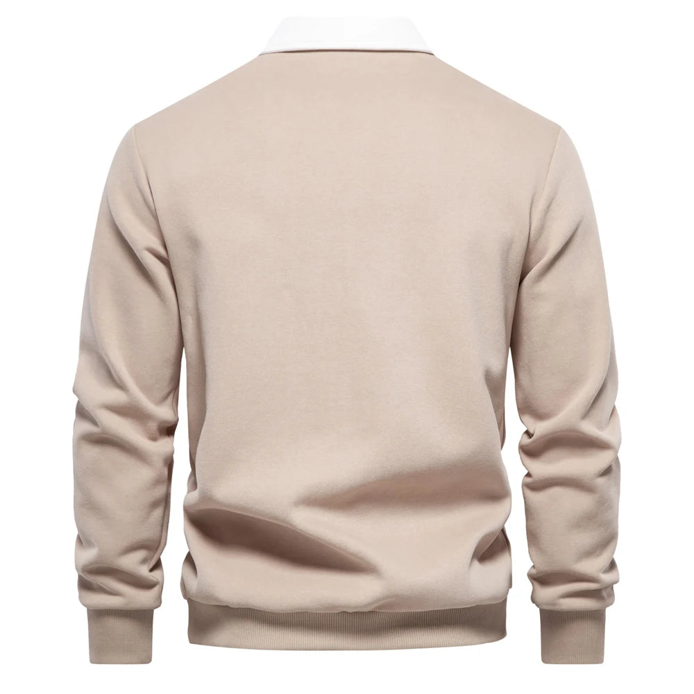 Autumn Fashion Design Polo Neck Sweatshirts For Men Casual and Social Wear Quality Cotton Sweatshirts
