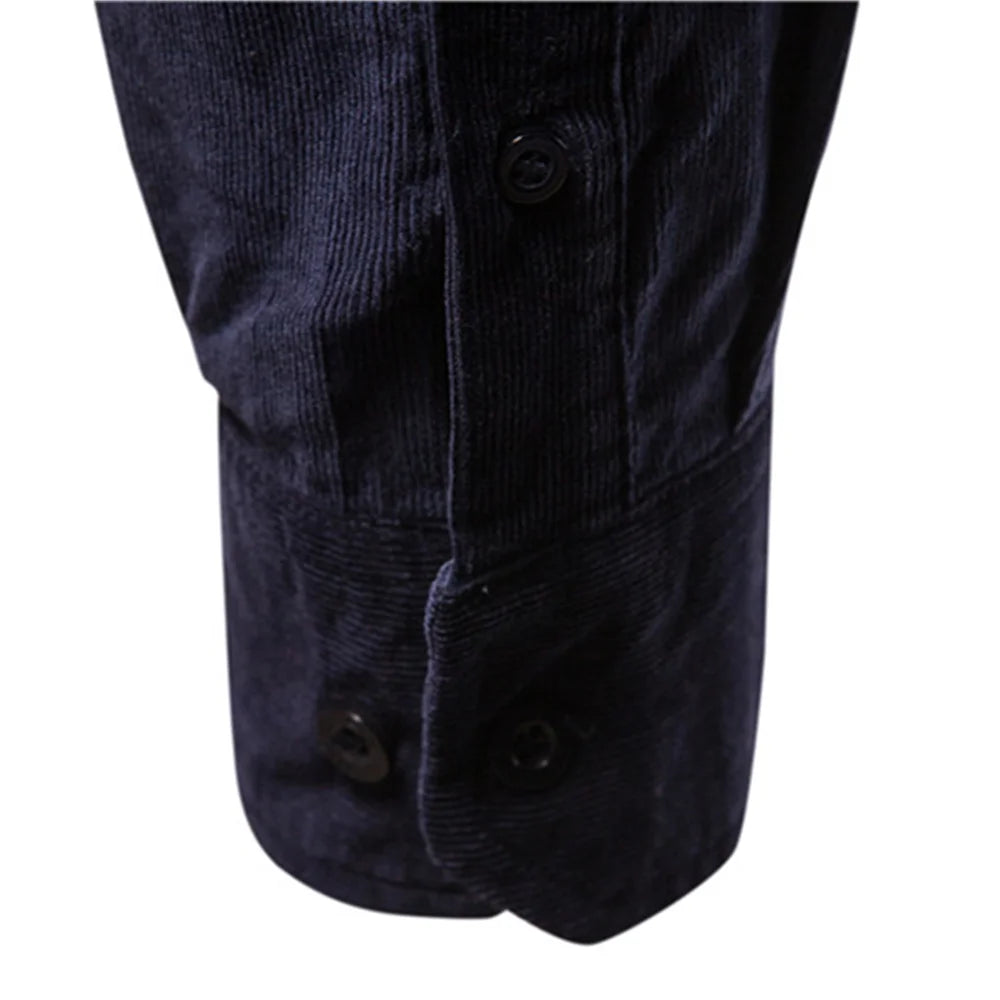 Corduroy 100% Cotton Shirts Men Business Casual Lapel Solid Colour Slim Fit Men's Shirt New Autumn Fashion Shirt for Men