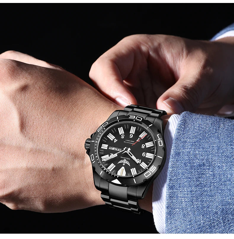 YELANG V1036 42mm Men's Quartz Watch Luminous Display Japan Movement 30ATM Waterproof Stainless Steel Band with Luminous Hands
