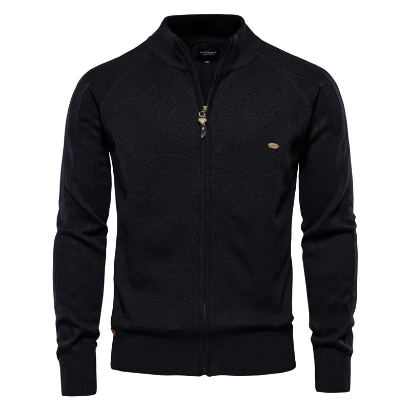 Men's Spliced Cardigan Streetwear Casual High Quality Cotton Sweater Winter Fashion Brand Cardigans for Men