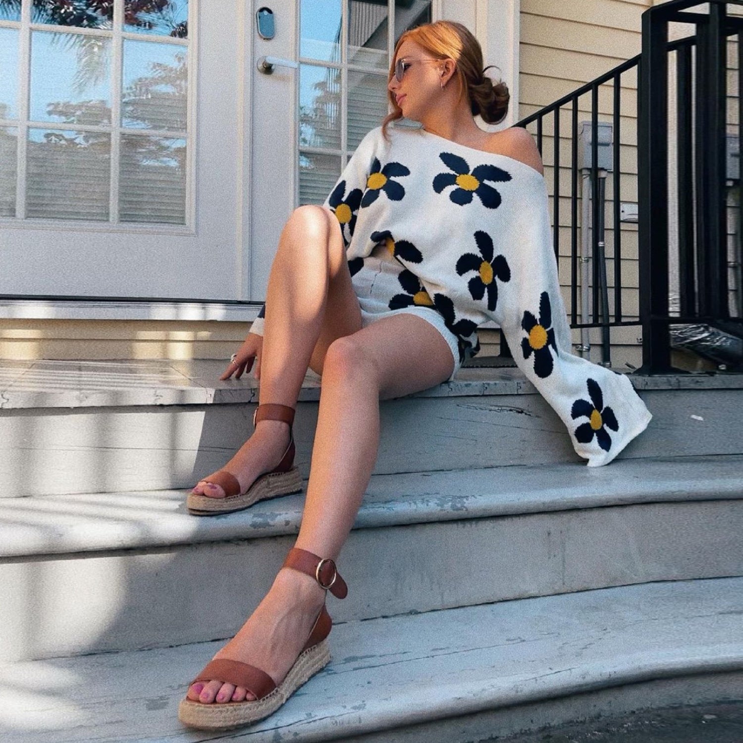 Women's Leisure Colour Flower Woollen Suit