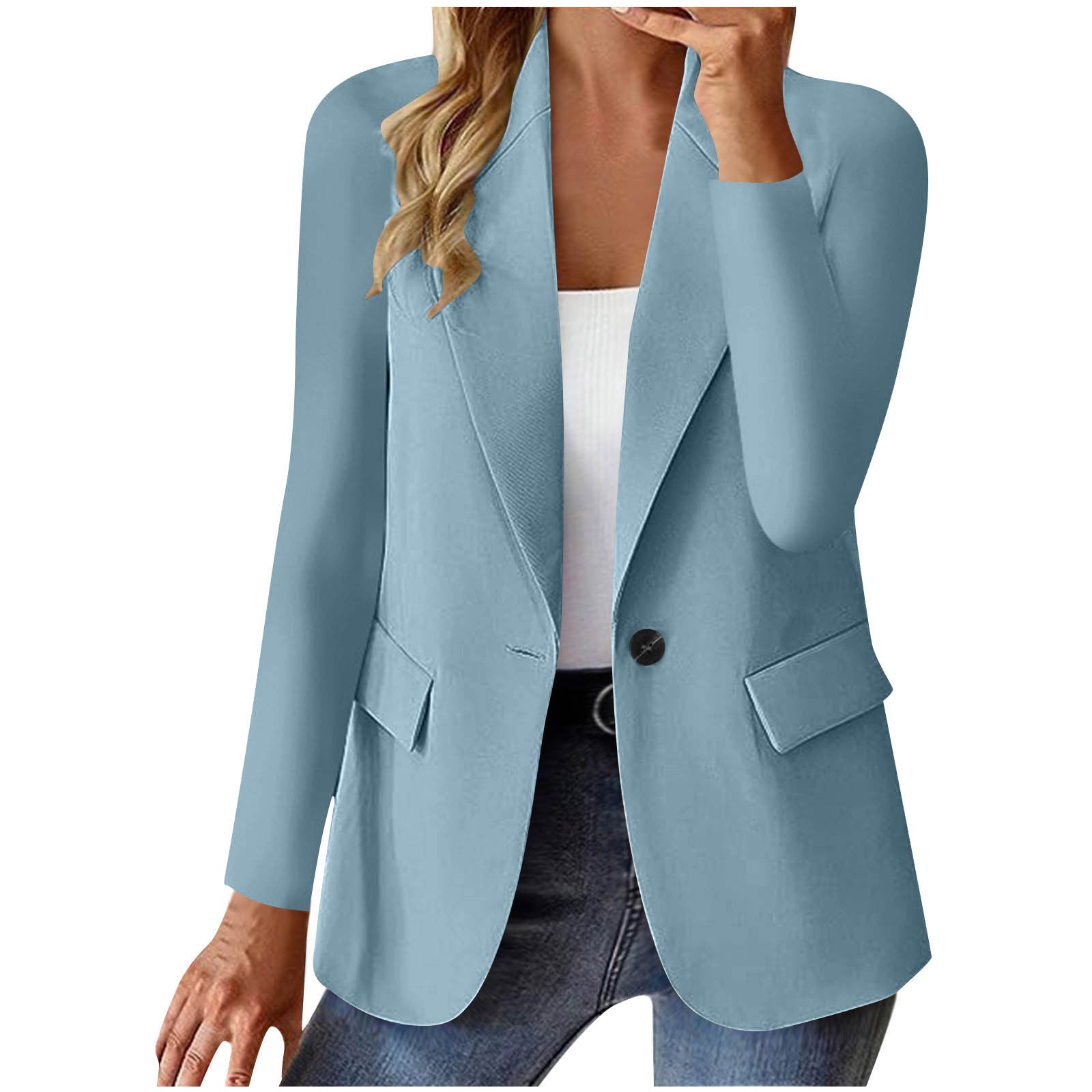 Women's Long-Sleeved Outwear Tops and Ins Lapel Button Jacket Fashion - Commuter Casual Suit Jacket For Ladies