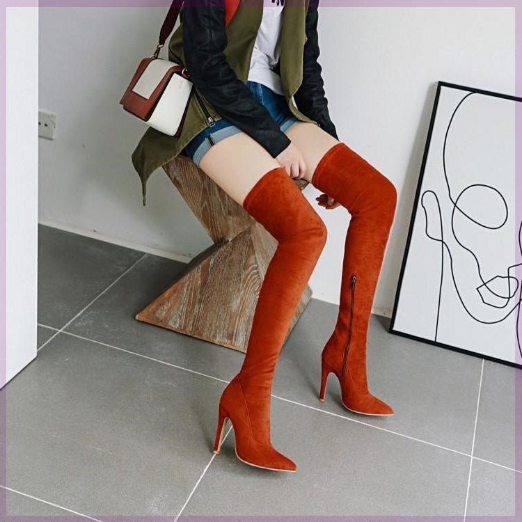 Women's Stretch Knee Big Solid Colour Boots