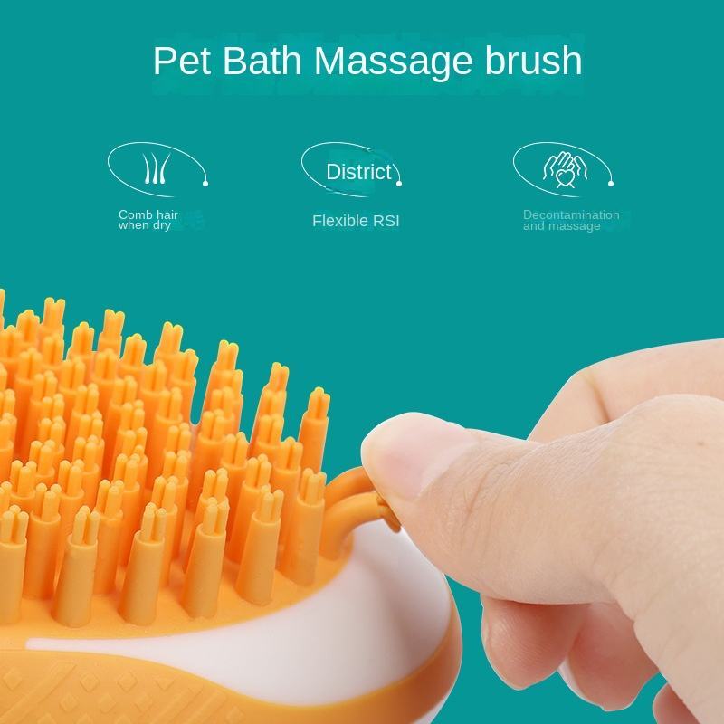 Pet 2-in-1 Bath Brush And SPA Massage Comb - Soft Silicone Shower Hair Grooming Comb For Dog And Cat