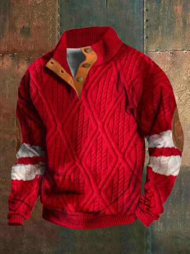 Men's 3D Sweater With Hot Digital Printing Stand Collar