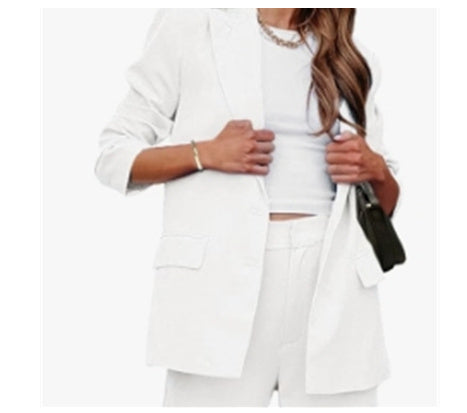 Women's Fashion Casual Solid Colour Coat - Trousers Suit