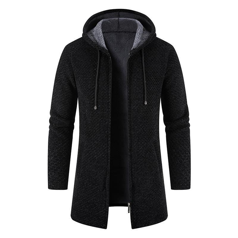 Men's Plush Thickened Medium Long Coat