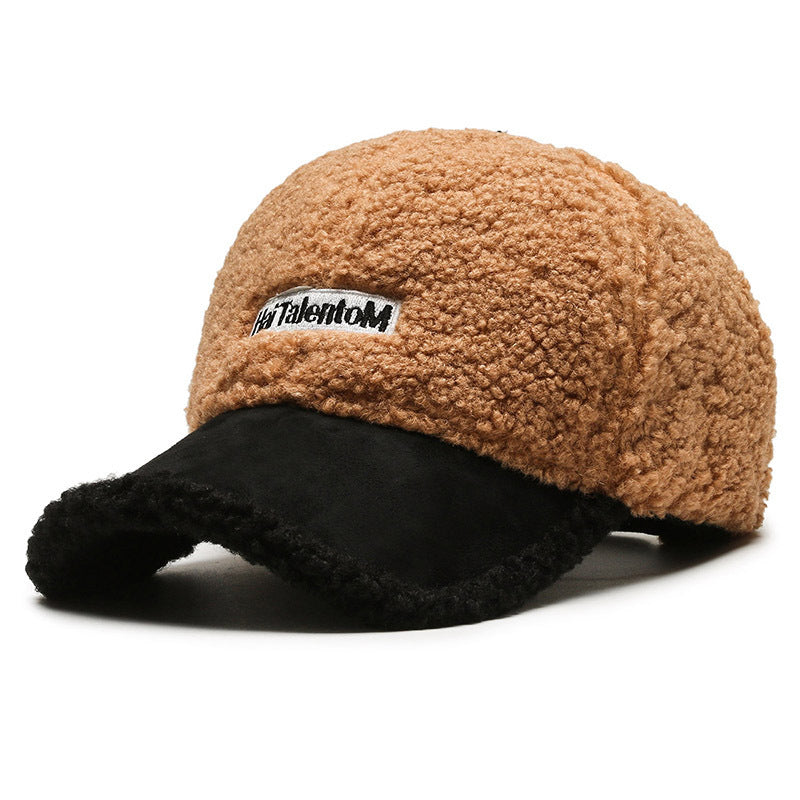 Autumn & Winter Colour Matching Fashion Cap -  All-Match Plush Warm Peaked Cap