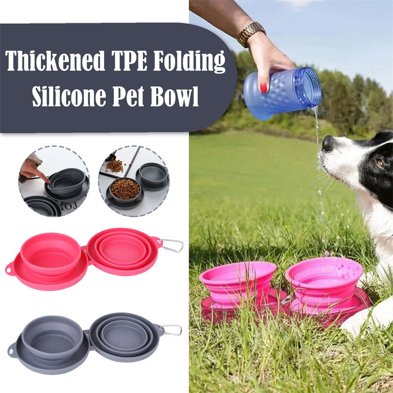 Rubber Foldable Pet Feeding Double Bowl For Dog And Cat