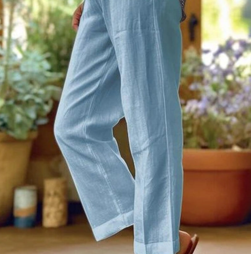 Women's Loose And Simple Solid Colour Fashion Casual Pants Straight-Leg Trousers