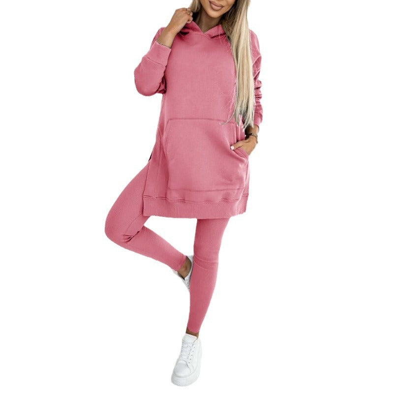 Women's Sports Casual Hooded Sweater - Thickened Underwear Leggings Two-piece Suit