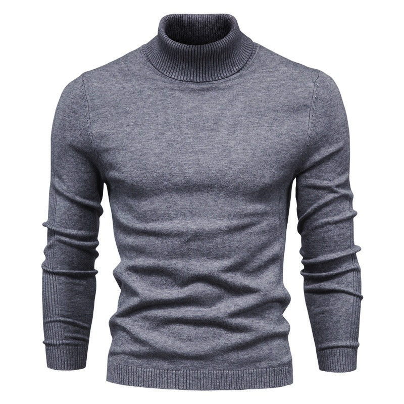 Winter Turtleneck Sweater Solid Colour Slim Fit - Pullover & Knitted Top For Men