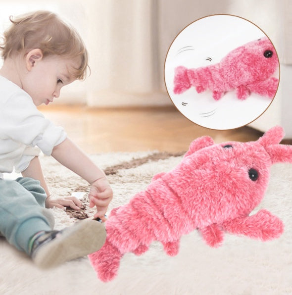 USB Charging Electric Jumping Shrimp Pet Toys - Simulation Lobster Funny Cat Plush