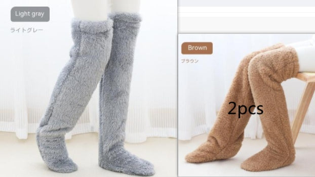 Winter Warm Over Knee High Fuzzy Long Socks - Cold-proof Stockings, Home Floor Sleeping Socks - Unisex