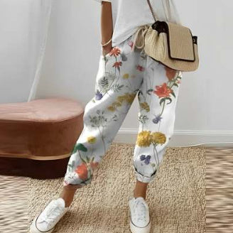 Women's Fashion Cotton Linen Solid Colour Casual Pants