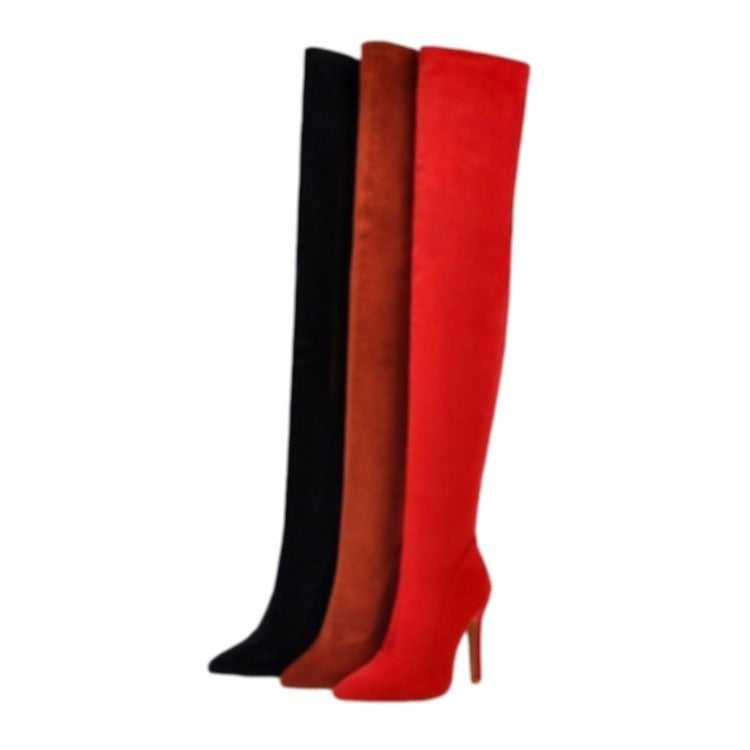 Women's Stretch Knee Big Solid Colour Boots