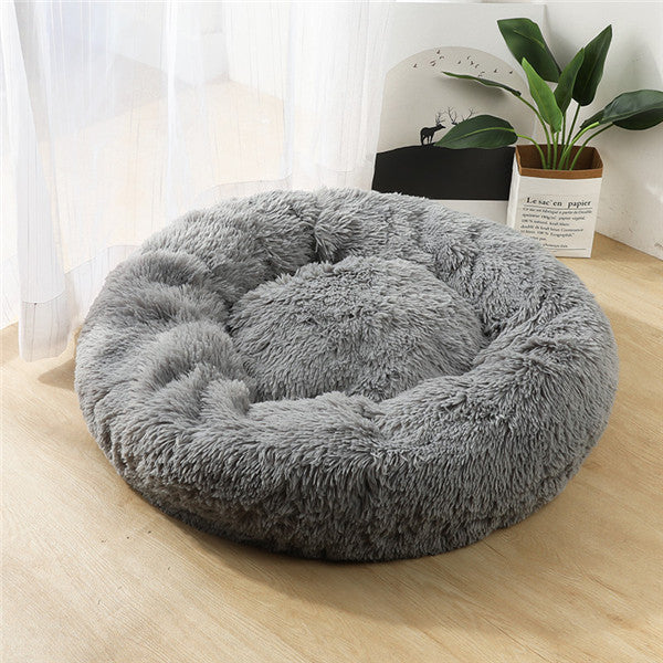 Pet Round Plush Beds For Small Dogs And Cats With Litter Kennel Feature - Suitable For a Puppy