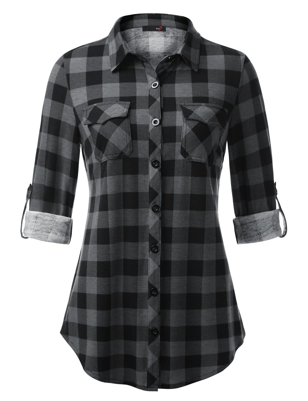 Women Plaid Pouch Button Cuff Comfort And Casual Printed Shirt