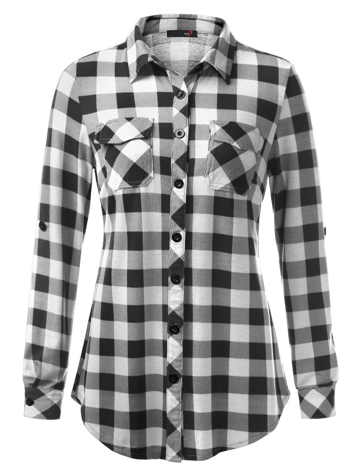 Women Plaid Pouch Button Cuff Comfort And Casual Printed Shirt