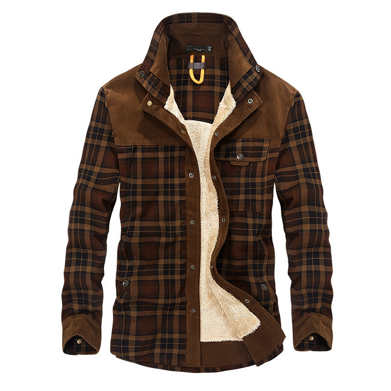 Men's Thicken Warm Fleece Winter Jackets - Pure Cotton Plaid Coat