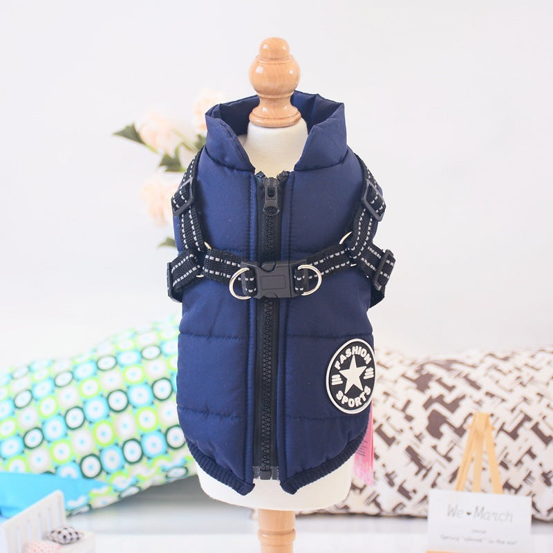 Waterproof Winter Dog Warm Coat With Harness Suitable For Big Dog Jacket